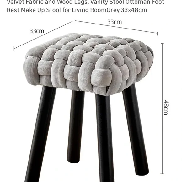 Vanity Stool,Square Ottoman Stool Foot Rest,Upholstered Vanity Chair Foot Stool - Picture 9 of 9